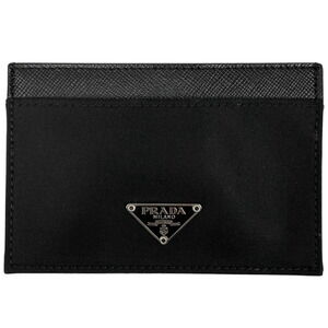 Prada logo plated Wallet Passport holder nylon Saffiano leather black
